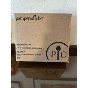 New Pampered Chef Large Square COOL & SERVE 2614 Keeps Food Cold With Lid 12x12